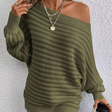 Pull côtelé décontracté de couleur unie