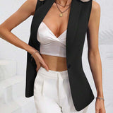 Manteau Cardigan Sans Manches À Bouton Unique