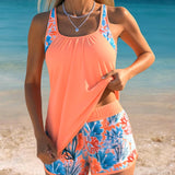 Tankini Sans Manches Débardeur Imprimé Shorts