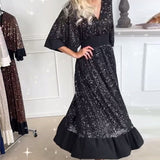 Robe élégante à col en V et demi-manches