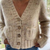 Cardigan décontracté boutonné à col en V