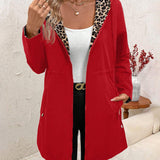 Manteau Avec Capuche Reversible Imprimé Léopard