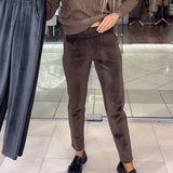 Pantalon simple de couleur unie, chaud et confortable