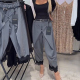 Pantalon À La Mode Dentelle Broderie Harem
