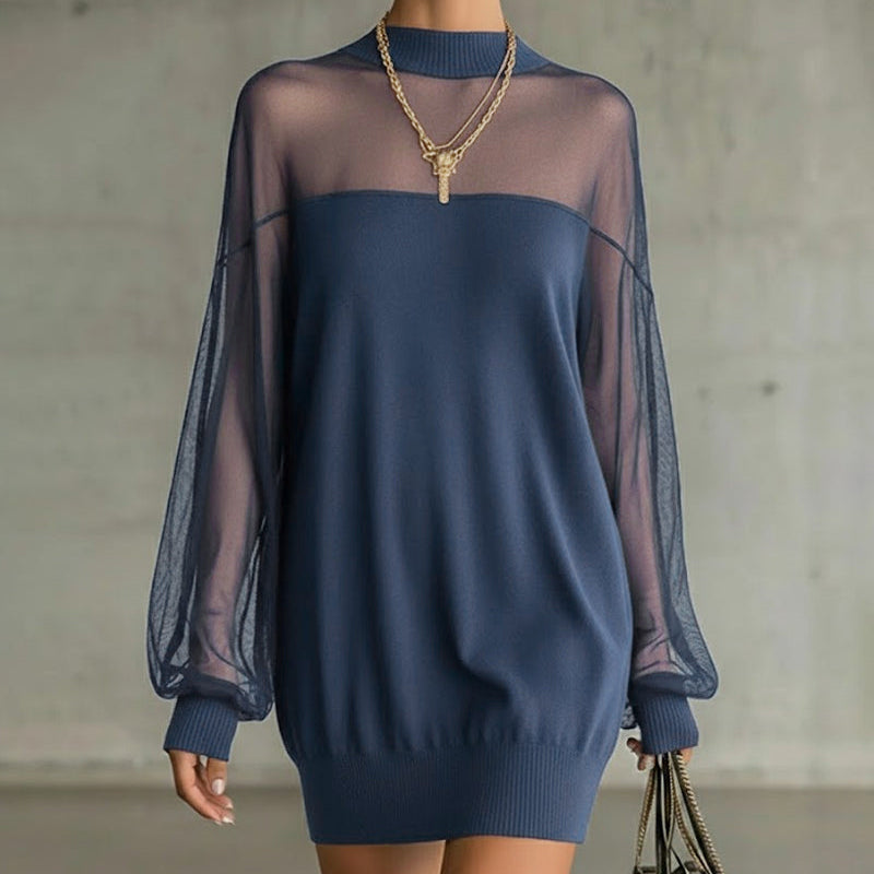 Robe Manche Lanterne Unie Patchwork