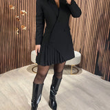 Robe Unie À Revers Et Style Tailleur