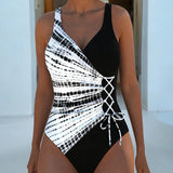 Maillot De Bain Une Pièce Color-Block À Pois