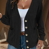Veste manches longues col V couleur unie