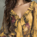 Blouse Imprimé Lotus Élégant
