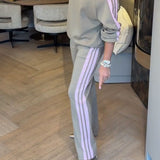 Ensemble Avec Sweat-Shirt Décontracté Et Ample À Rayures