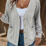 Veste manches longues col V couleur unie