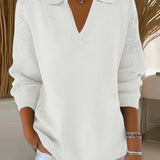 Pull décontracté col en V couleur unie