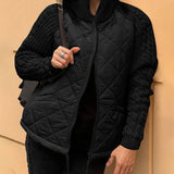 Manteau zippé à col haut de couleur unie