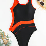 Maillot de bain une pièce tendance aux couleurs contrastées