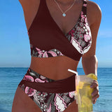Bikini Contraste Couleur Mode Fleuri