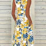 Robe sans manches avec imprimé floral et poche