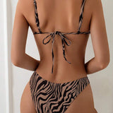 Bikini Imprimé Zèbre Sexy Lacé