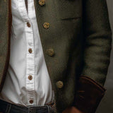 Blazer Femme Vintage à Rayures Chevron avec Bords Contrastés