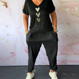 Pantalon décontracté confortable avec poche de couleur unie