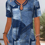 Blouse Vintage Jean Contraste Découpée