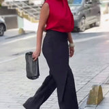 Pantalon Asymétrique À Couches Jambes Larges