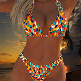 Bikini Design À Boucle Métallique À Pois