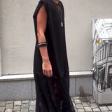 Robe sans Manches en Mesh et Patchwork