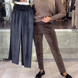 Pantalon simple de couleur unie, chaud et confortable