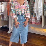 Blouse décontractée à imprimé floral coloré