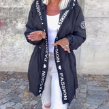 Manteau à capuche décontracté avec cordon de serrage et imprimé lettre