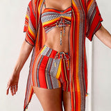 maillot de bain trois pièces bikini imprimé vacances