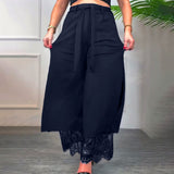 Pantalon À Fente Avec Bordure En Dentelle