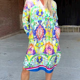 Robe imprimée ample à col en V