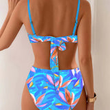 Maillot De Bain Sexy Imprimé Soutien-Gorge Couleur Contrastée Deux-Pièces