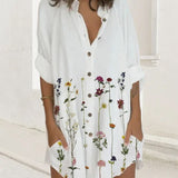 Robe boutonnée à manches longues et poche