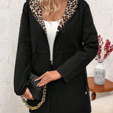 Manteau Avec Capuche Reversible Imprimé Léopard