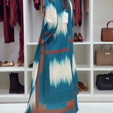Robe Tendance Imprimée À Col Rond Et Manches Longues