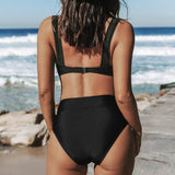 Bikinis de couleur unie taille haute