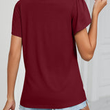 T-shirt de couleur unie avec manches à volants