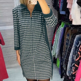 Robe à revers avec poche et carreaux