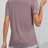 T-shirt de couleur unie avec manches à volants