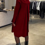 Robe Uni Manche Évasée Froncé