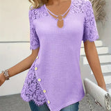 T-Shirt Dentelle Panneau Tricoté