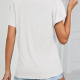 T-shirt de couleur unie avec manches à volants