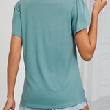 T-shirt de couleur unie avec manches à volants