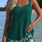 Tankini Rayé Deux Pièces Short De Plage