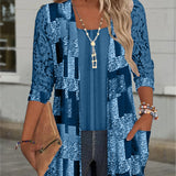 Bluse Manches Longues Imprimée Style Deux-Pièces Factice
