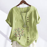 T-shirt col rond imprimé feuilles