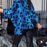 Blouse de tempérament imprimé léopard à revers