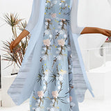 Robe ample manches 3/4 à imprimé fleuri